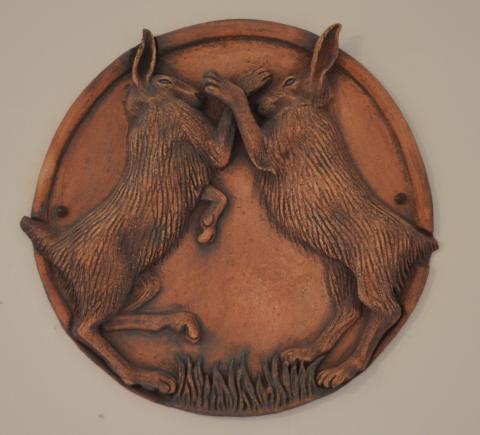 a pair of boxing hares