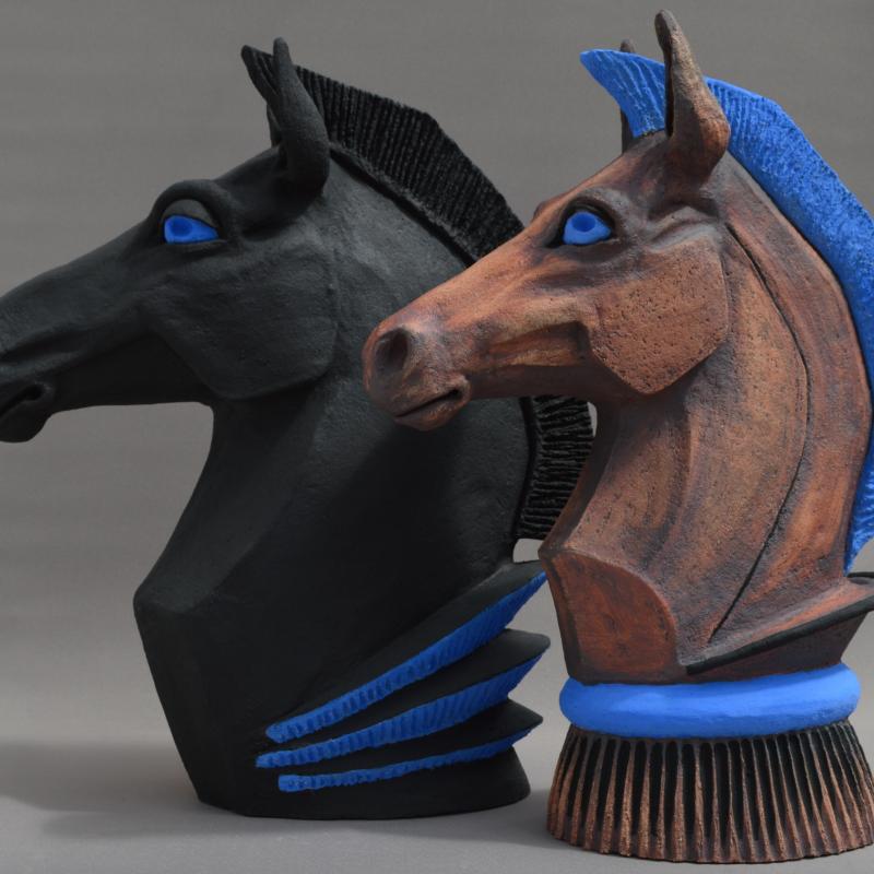 black and red knight horse