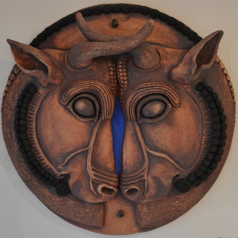 two bulls facing